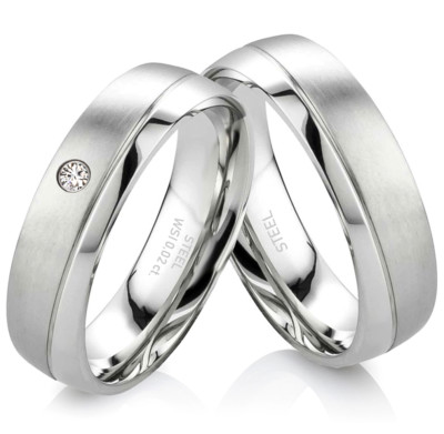 Eheringe Trauringe mit echtem Diamant Verlobungsringe mit Lasergravur EDB19