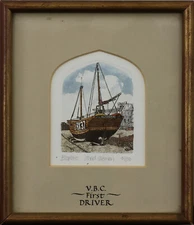 Etching of Bloodaxe at Hastings beach. Signed Chad Coleman.