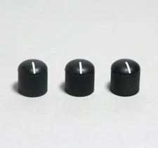 Set of THREE - Carvin Guitar Amp Bass Black Knobs Grey Pointer