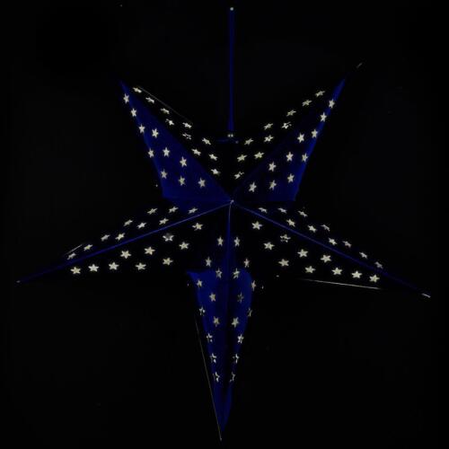 Papierstern 3D 10 LED blau Weihnachtsstern Faltstern Batterie mit Timer 5 Zacken - Bild 4 von 5