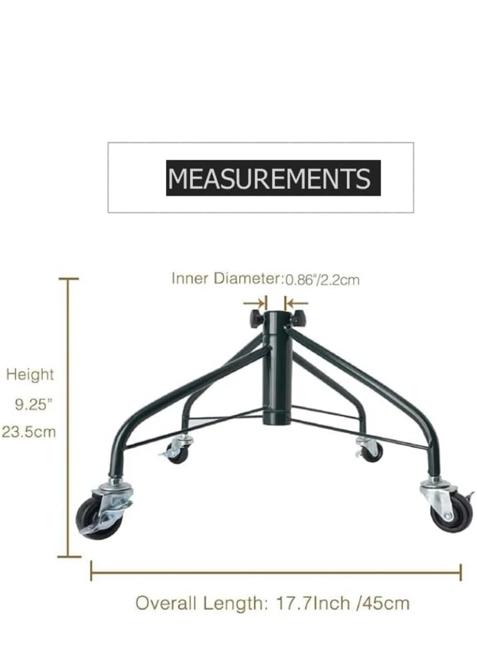 Artificial Christmas Tree Stand Metal Green Base With Locking Wheels. - Image 2 of 3
