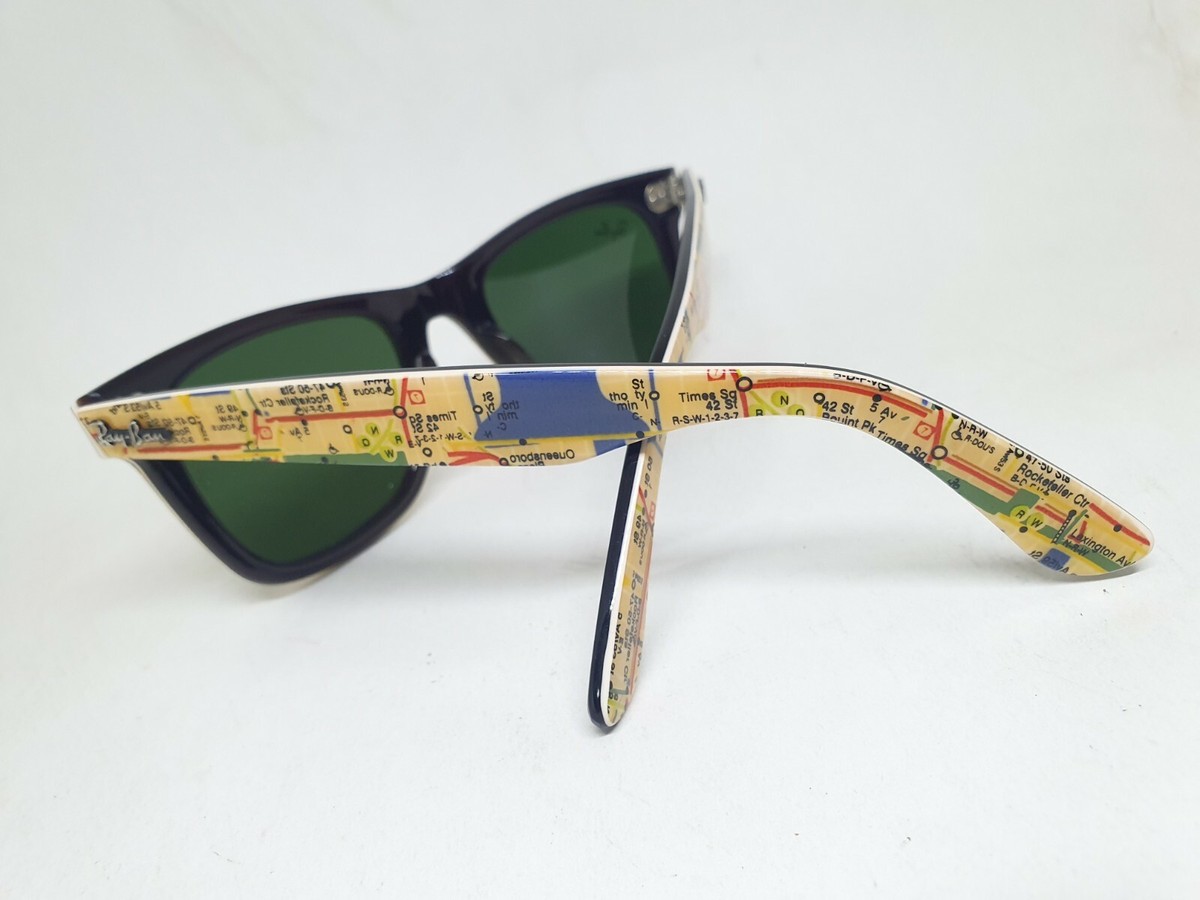 Vintage Ray Ban Wayfarer Subway New York Multi Print RB2140