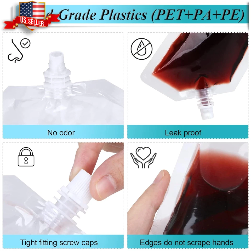 Frascos de plástico reutilizables de 8 OZ, bolsas de bebidas aptas para viajar Foto 3 de 4