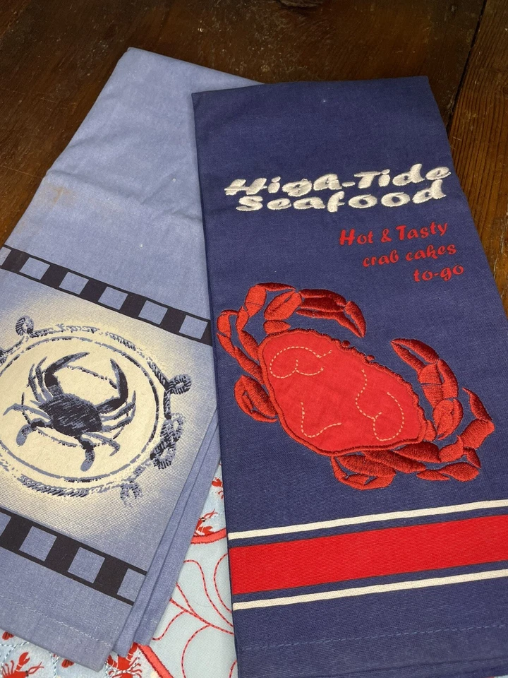 Sonoma Lobster Kitchen Mitt 2 Dish Towels & 2 Matching Placemats/Potholders New - Image 4 of 4