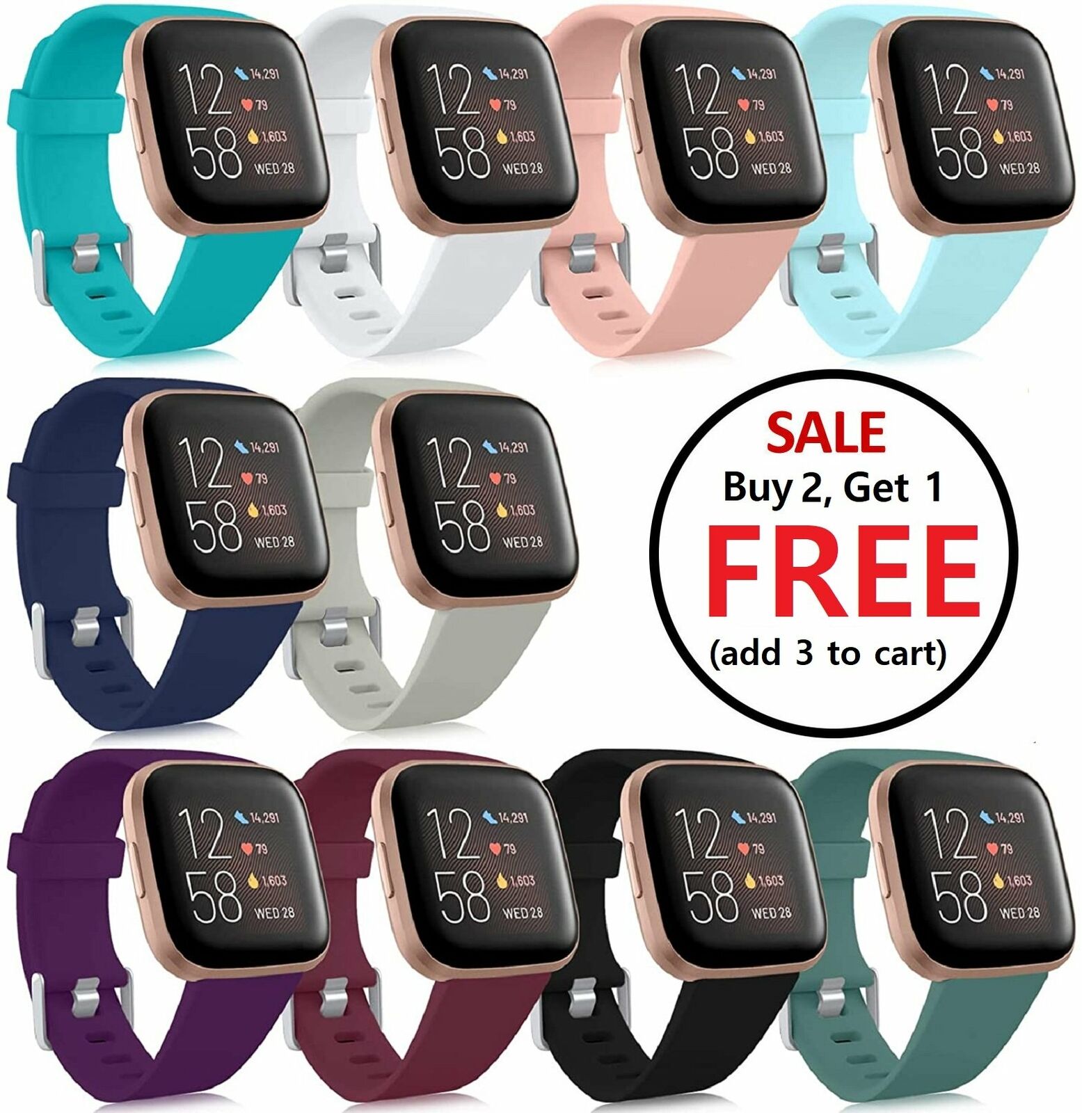 Replacement Silicone Rubber Band Strap Wristband For Fitbit Versa 1 2 Lite Watch