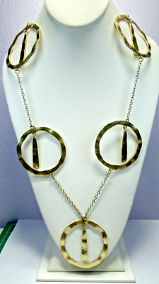 Linea by Louis Dell Olio ''QVC'' Gold Tone Large Circle Drop Necklace 39