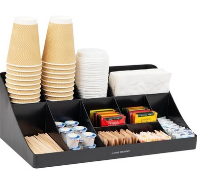 Mind Reader Cup And Condiment Station Countertop Organizer Large 11 Compartment