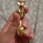 Coro Vintage Gold Tone Spoon Crown Brooch Pin, Blue Clear Rhinestone Cluster, — photo 4