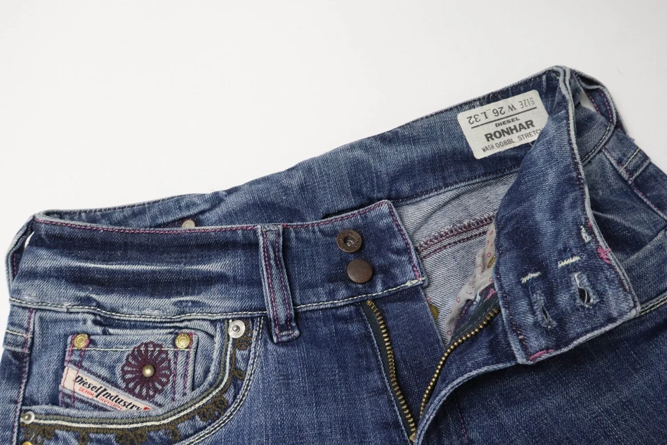 DIESEL Ronhar Stretch 008BL Jeans Damen W26/L32 Distressed Whiskered Blau - Bild 4 von 4