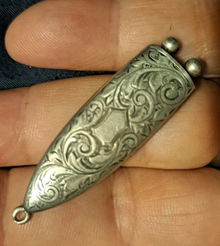 ANTIQUE STERLING SILVER CHEROOT / CIGAR CUTTER FOB WATCH CHAIN c.1880s