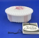 Fenton Hand Painted Oval Frosted Glass Trinket Box W/ Tag
