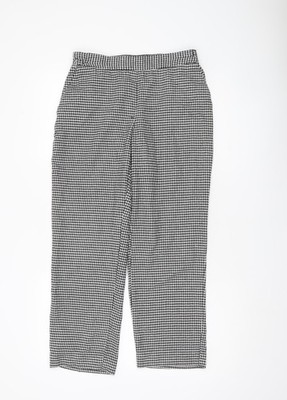 Zara Basic Damen Hose schwarz weiß Hahnentritt gerade S