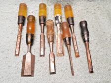 Lot 8 Wood Chisels 4 Buck Bros 4 Stanley Hard Plastic Steel Cap Handles
