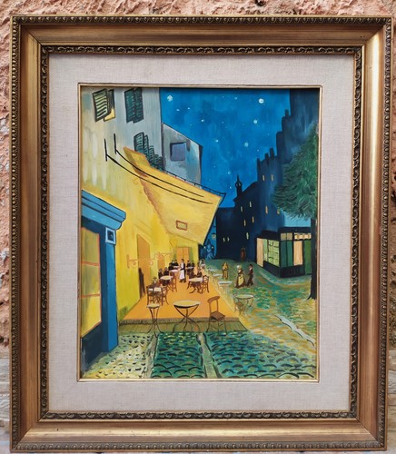 Terrazza del Caffè la Sera Dipinto a Olio Vincent Van Gogh Copia d'Autore prezzo ebay