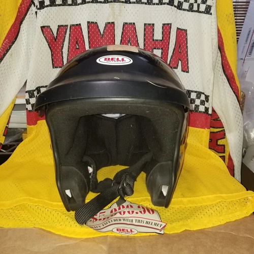 NEW NOS 1980s Vintage Bell Magnum Helmet size 7  56 cm  BLACK /GOLD WITH VISOR