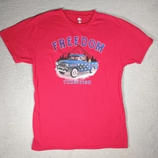 Way to Celebrate Patriotic T-Shirt Men L Brown Graphic "Freedom Tradition" Truck