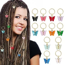 12PCS Hair Jewelry for Braids,Natural Crystal Stone Loc Dreadlock Style D
