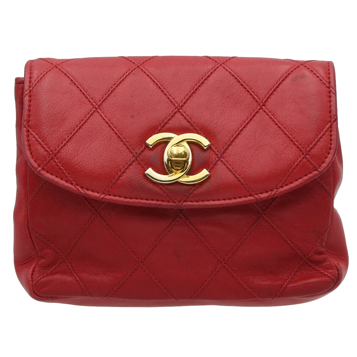 CHANEL Lambskin Bicolore Quilted Chain Mini Waist Bag Bumbag W14