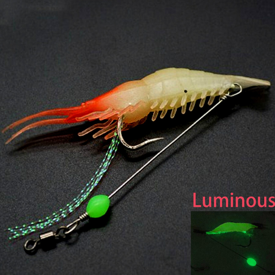 7-Piece Glow-in-the-Dark Shrimp Fishing Lure Set - Artificial Silicone Soft Baits With Hooks For Freshwater & Saltwater - View #2