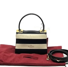 Valentino studs mini hand shouler bag  2way black white border Auth From Japan