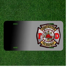 Custom Personalized License Plate Tag With Firefighter Fire Department Add Names