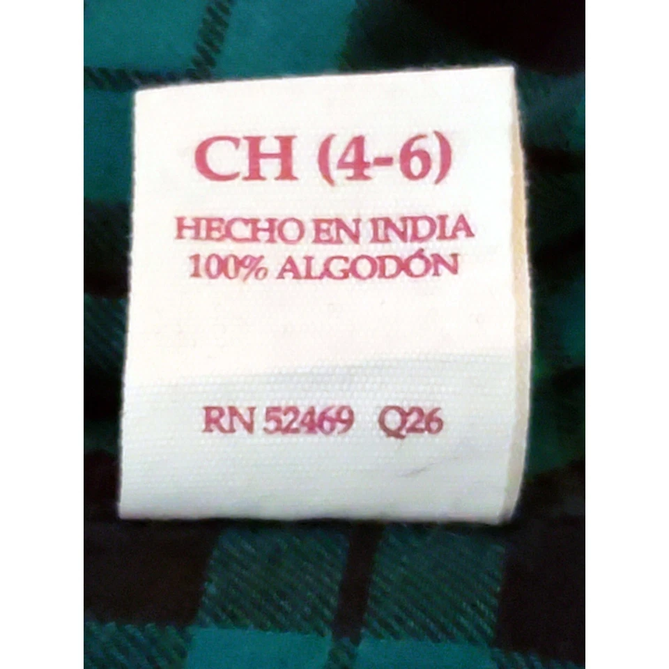 Camisa a Cuadros Faded Glory Niñas Junior Verde y Azul (CH Pequeña 4-6) Foto 4 de 4