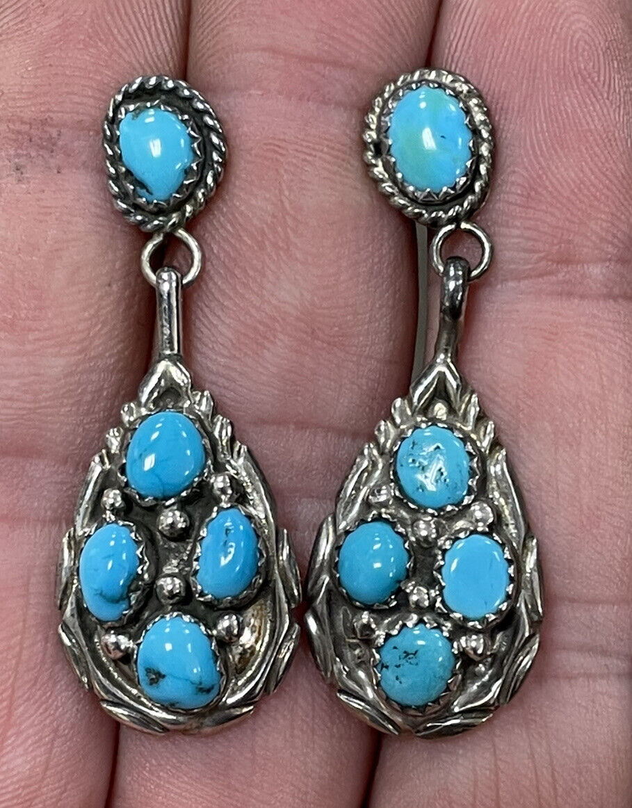 Vintage JB Signed Navajo Sterling Silver Turquoise Dangling Vintage JB Signed Navajo Sterling Silver Turquoise Dangling