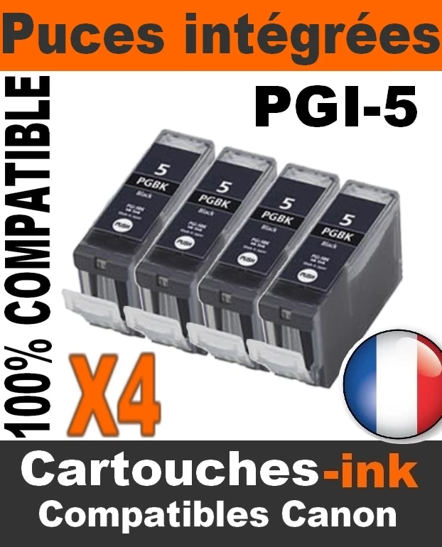 set de 4 cartouches-ink encre compatible iP4200 Canon PGI5 - Photo 1/1