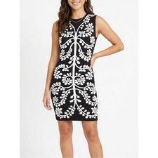 Alexander McQueen Made in Italy Small Black White Knit Textured Bodycon Dress