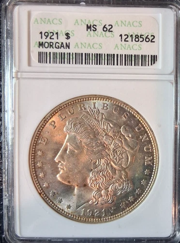 1921-P Philadelphia Morgan Silver Dollar Anacs MS62