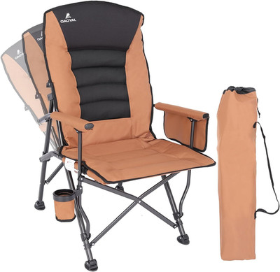 Heavy Duty Adjustable Camping Chair for Adults, Supports 350Lbs, Brown