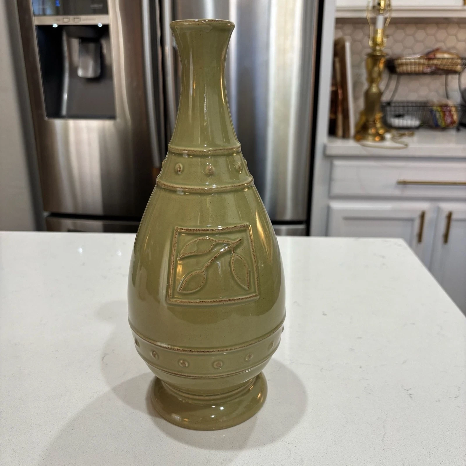 Signature Housewares Sorrento Oregano Green Stoneware Olive Oil Bottle Cruet by