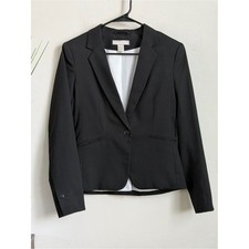 H M Black One Button Tailored Blazer Women's Size 6 Career Office