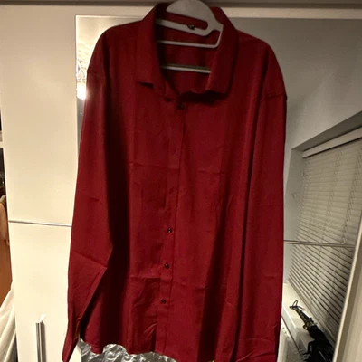 Camisa de vestir para hombre borgoña lisa calce regular manga larga cuello punta botón 48 - Imagen 1 de 4