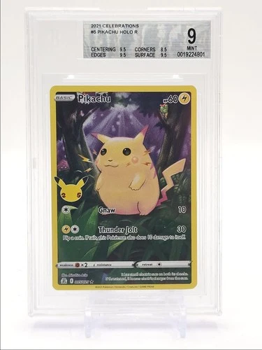 PIKACHU 2021 POKEMON CELEBRATIONS HOLO RARE B 005/025 BGS 9 Q1404