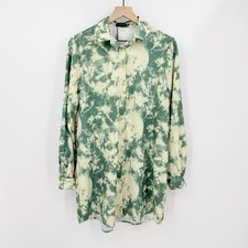 PrettyLittleThing Green Tie Dye Shirt Dress 6 Button Down Long Sleeve Streetwear