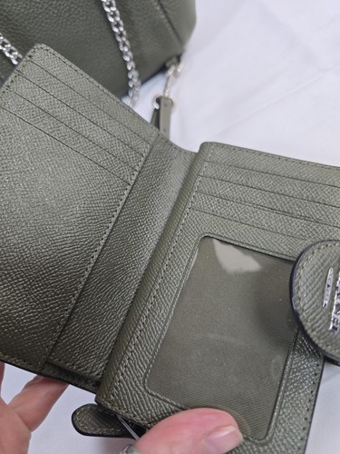 Coach Convertible Mini Leather Backpack Olive Green Matching Wallet EUC! - Afbeelding 14 van 17