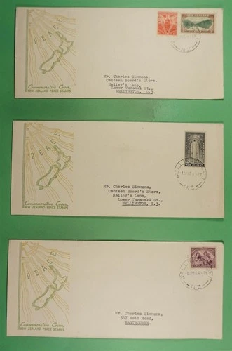 DR WHO 1946 NEW ZEALAND 3 FDC PEACE ISSUE COMBO R49112