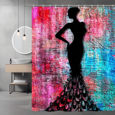Abstract Fashion Silhouette Shower Curtain Colorful Graphic Print