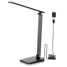 LED Desk Lamp for Home Office, 3 Levels Dimmable Desk Light with USB Black