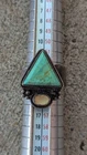 Sterling Silver Vintage Ring NAVAJO ZUNI Large Carved Turquoise Triangle Sz 6.75