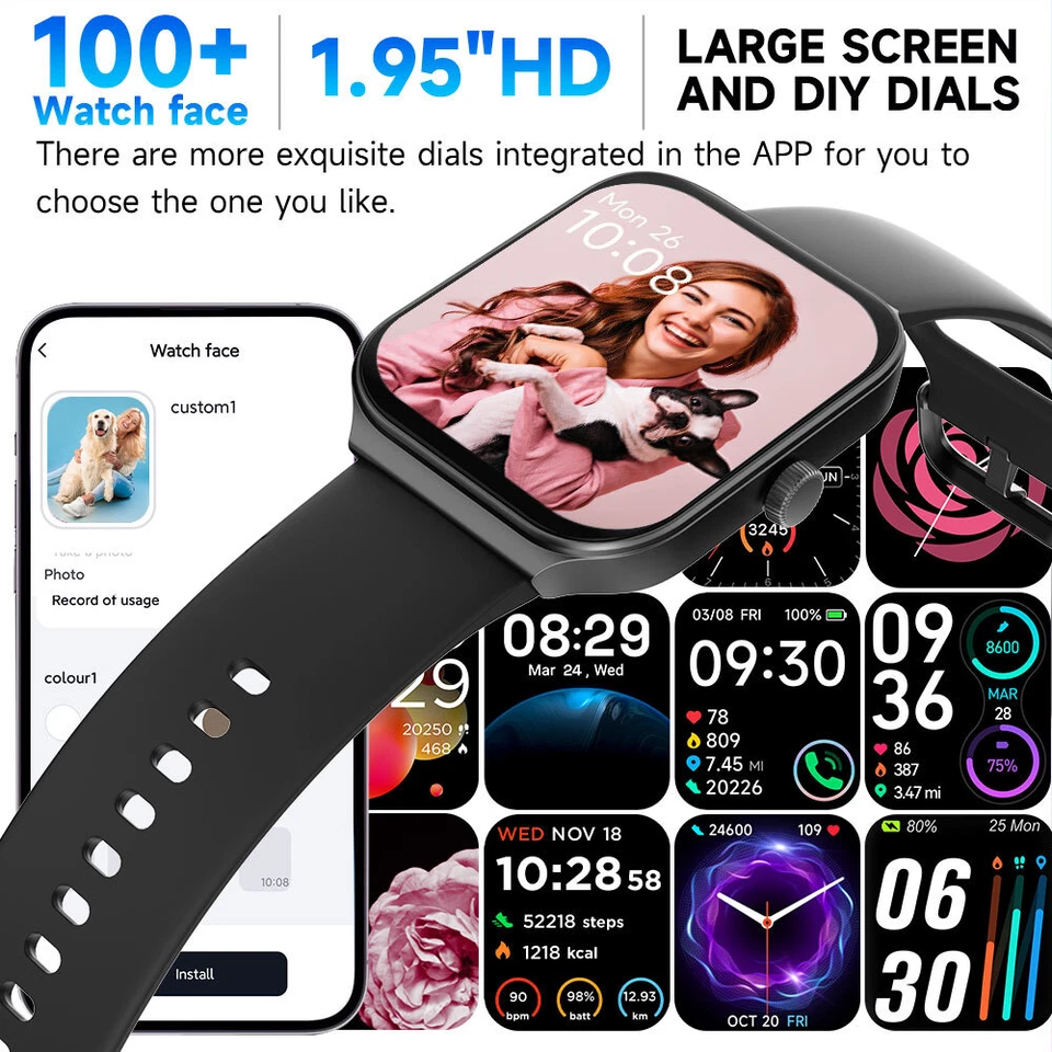 2025 Smart Watch For Men/Women, Waterproof Smartwatch Bluetooth iPhone Samsung - Image 4 of 4