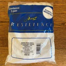 3 Pack HANES Resilience Control Top Enhanced Toe Pantyhose - Pearl Cream Size CD