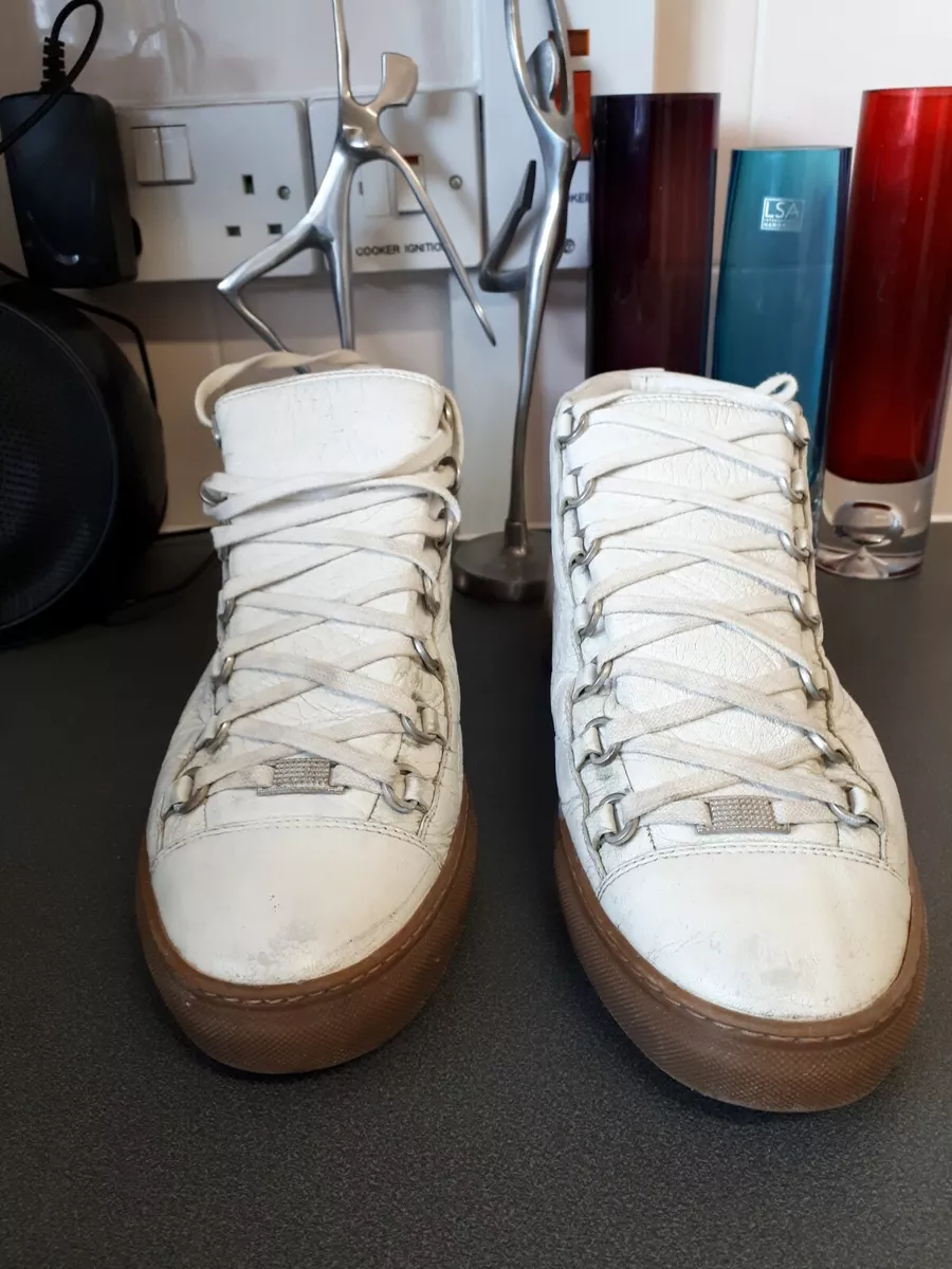 Balenciaga white arena crinkled leather best sale sneakers