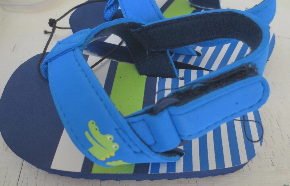 NUEVAS Sandalias Chanclas Bebé Niño 12-18-24 Meses Talla 5 o 6 COCODRILO Azul Foto 3 de 3