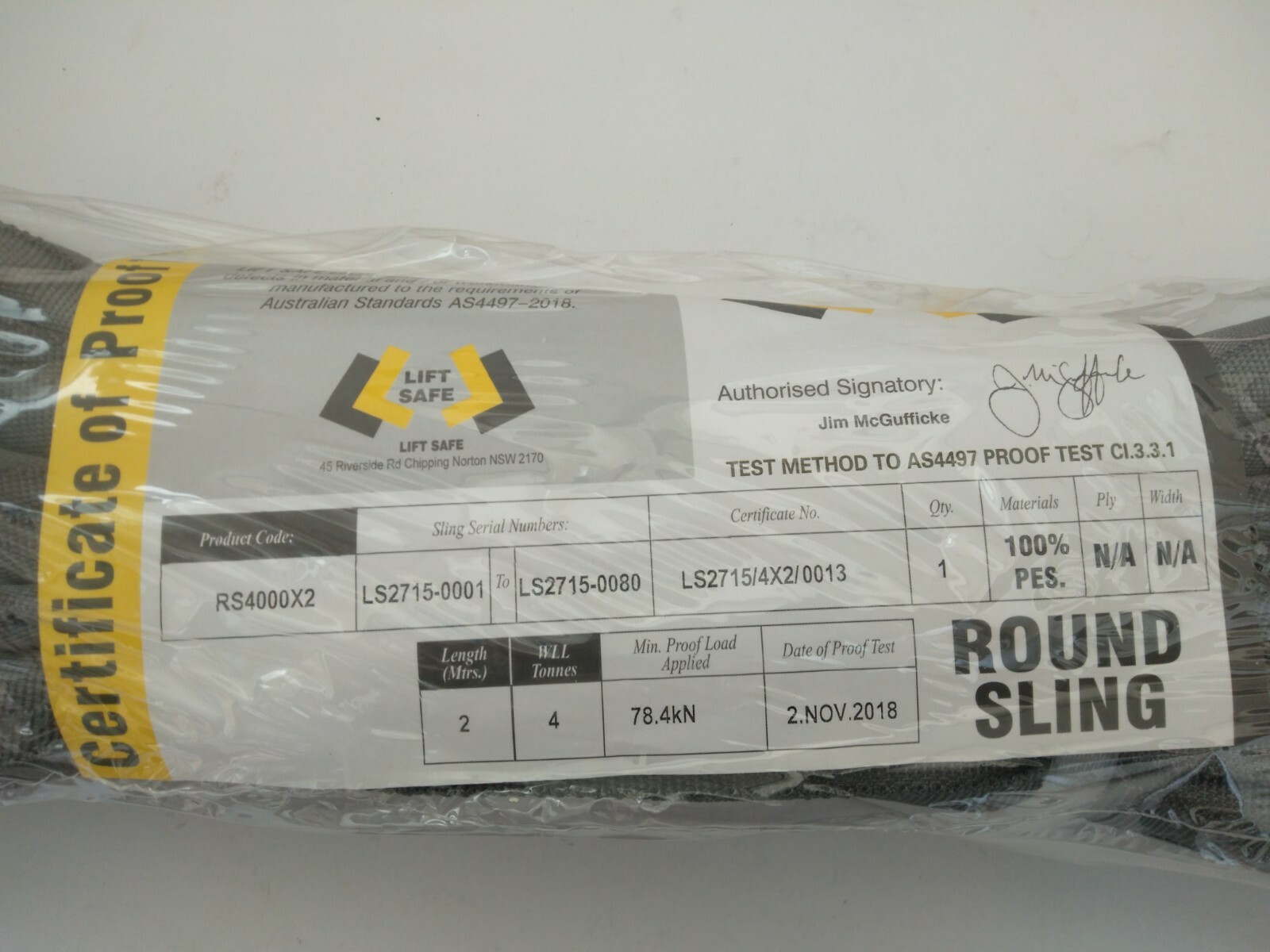Round 4000Kg 4T x 2m Lifting Sling Certified w Test Certificate eBay