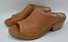 Sofft Womens Size 6.5 Aneesa Luggage Tan Leather Slip On Open Toe Sandals Shoes