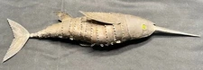 ANTIQUE SILVER ARTICULATED SWORDFISH FIGURE 12" - 3.6 oz, c1880, Good w/details.