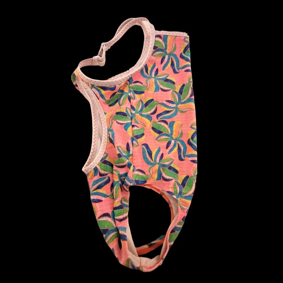 Traje de baño L.L.Bean niñas ojo de cerradura 6X-7 estampado floral tropical UPF 50+ nailon/lycra Foto 3 de 4