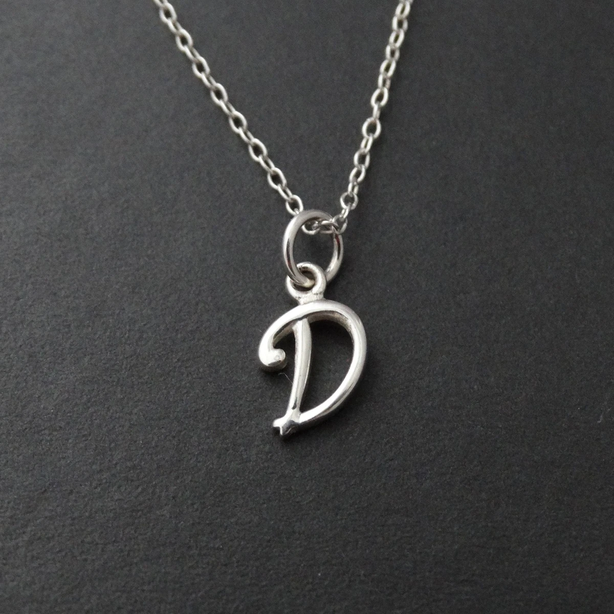 Tiny Initial Letter D Necklace 925 Sterling Silver Name D